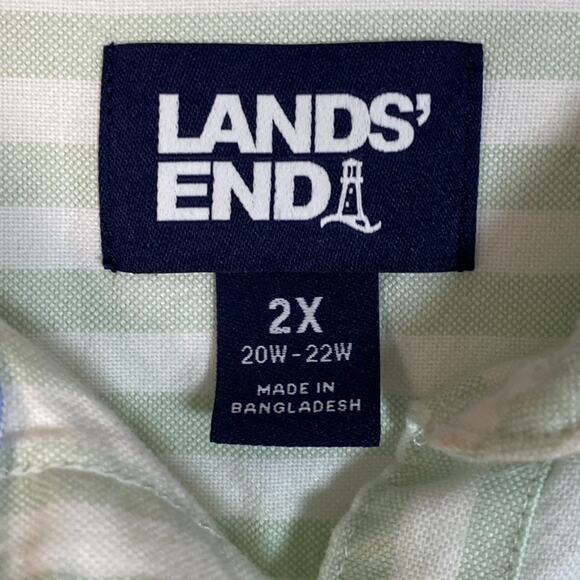 Lands End Womens Striped Button Up Top Size 2X Long Sleeve Office Career Cotton - Picture 5 of 11